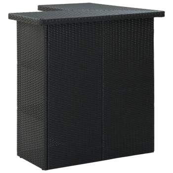  4-tlg. Gartenbar-Set mit Kissen Poly Rattan Schwarz