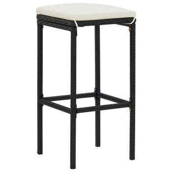  4-tlg. Gartenbar-Set mit Kissen Poly Rattan Schwarz