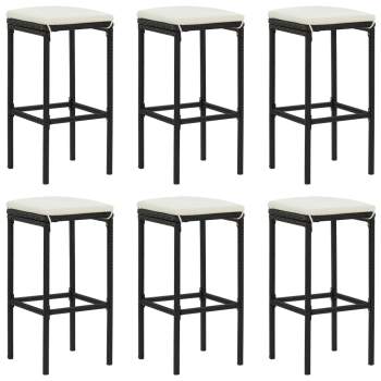  8-tlg. Gartenbar-Set mit Kissen Poly Rattan Schwarz