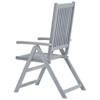  Verstellbare Gartenstühle 6 Stk. Grau Massivholz Akazie