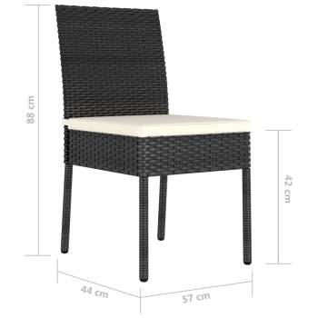  3-tlg. Garten-Essgruppe Poly Rattan Schwarz