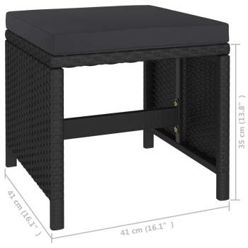  6-tlg. Garten-Essgruppe mit Auflagen Poly Rattan Schwarz