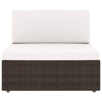 5-tlg. Garten-Lounge-Set mit Kissen Braun Poly Rattan