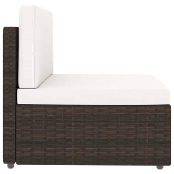 5-tlg. Garten-Lounge-Set mit Kissen Braun Poly Rattan