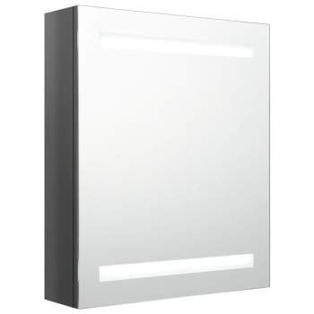  LED-Spiegelschrank fürs Bad Glänzend Grau 50x14x60 cm