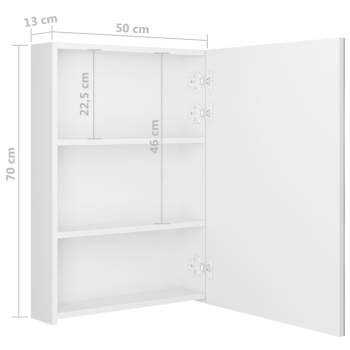  LED-Spiegelschrank fürs Bad Glänzend Weiß 50x13x70 cm