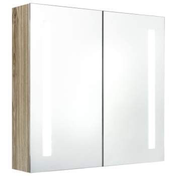 LED-Bad-Spiegelschrank Eichenoptik 62x14x60 cm