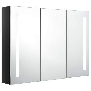  LED-Spiegelschrank fürs Bad 89x14x62 cm Glänzend Schwarz