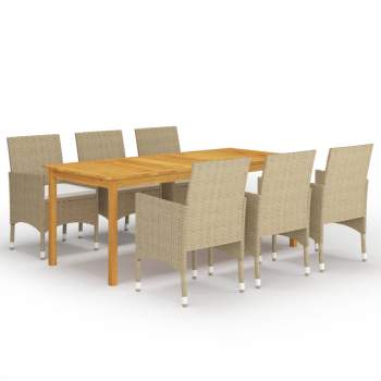  7-tlg. Garten-Essgruppe Beige