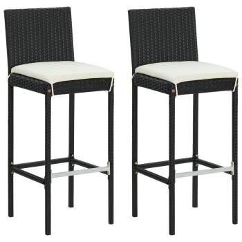  3-tlg. Gartenbar-Set mit Kissen Schwarz