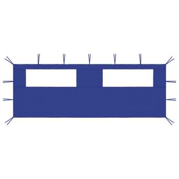  Pavillon-Seitenwand mit Fenstern 6x2 m Blau