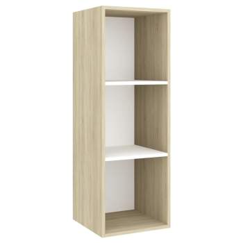  TV-Wandschrank Sonoma-Eiche und Weiß 37x37x107 cm Holzwerkstoff