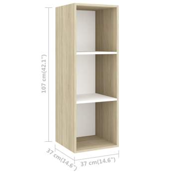  TV-Wandschrank Sonoma-Eiche und Weiß 37x37x107 cm Holzwerkstoff