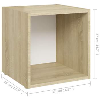  TV-Schrank Weiß und Sonoma-Eiche 37x35x37 cm Holzwerkstoff