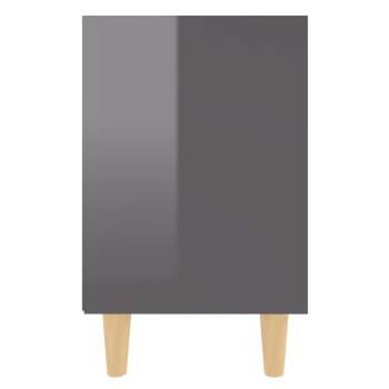 Nachttische Massivholz-Beine 2 Stk. Hochglanz-Grau 40x30x50 cm 