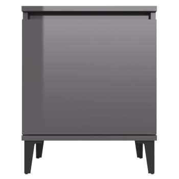 Nachttisch mit Metallbeinen Hochglanz-Grau 40x30x50 cm