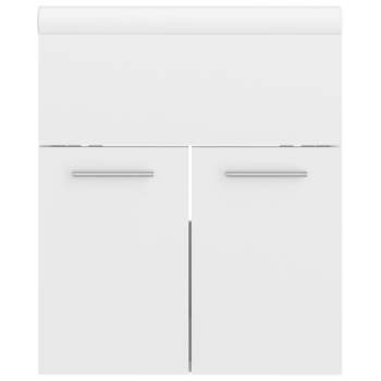  Waschbeckenunterschrank mit Einbaubecken Hochglanz-Weiß