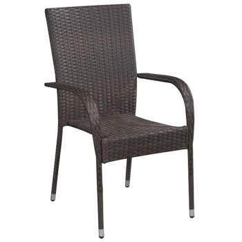 5-tlg. Garten-Essgruppe Poly Rattan Braun