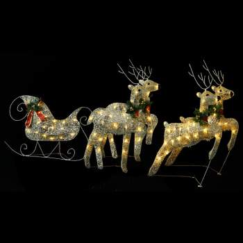  LED-Rentier mit Schlitten Weihnachtsdeko 100 LEDs Outdoor Gold