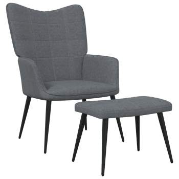 Relaxsessel mit Hocker 62x68,5x96 cm Dunkelgrau Stoff