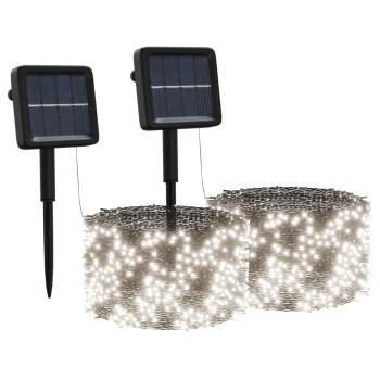  Solar-Lichterkette 2 Stk. 2x200 LED Kaltweiß Innen Außen