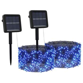  Solar-Lichterkette 2 Stk. 2x200 LED Blau Innen Außen