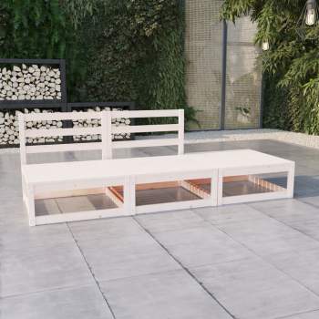  3-tlg. Garten-Lounge-Set Weiß Massivholz Kiefer