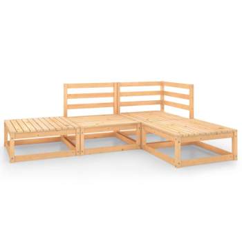  4-tlg. Garten-Lounge-Set Massivholz Kiefer