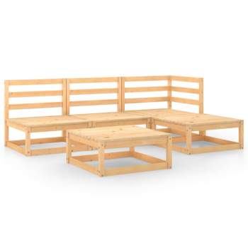  5-tlg. Garten-Lounge-Set Massivholz Kiefer