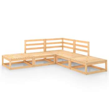  5-tlg. Garten-Lounge-Set Massivholz Kiefer