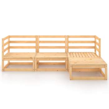  4-tlg. Garten-Lounge-Set Massivholz Kiefer