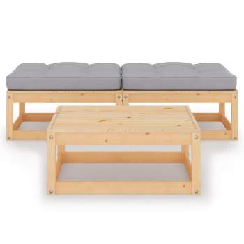 3-tlg. Garten-Lounge-Set mit Kissen Kiefer Massivholz