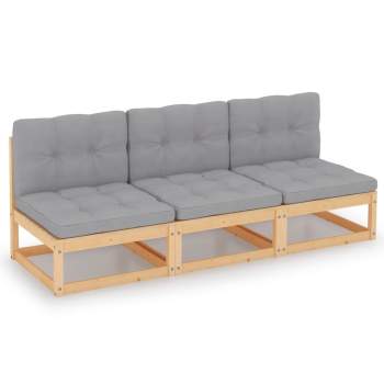  3-Sitzer-Sofa mit Kissen Kiefer Massivholz