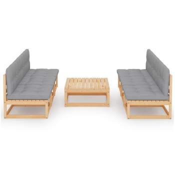 7-tlg. Garten-Lounge-Set mit Kissen Kiefer Massivholz