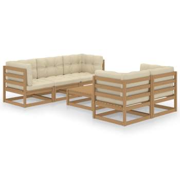 6-tlg. Garten-Lounge-Set mit Kissen Kiefer Massivholz