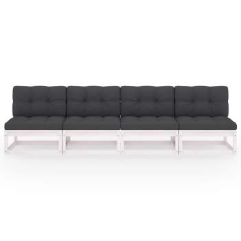  4-Sitzer-Gartensofa mit Kissen Kiefer Massivholz