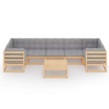  8-tlg. Garten-Lounge-Set mit Kissen Kiefer Massivholz