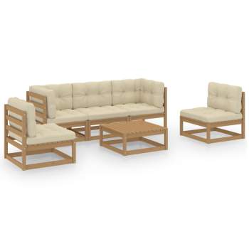 6-tlg. Garten-Lounge-Set mit Kissen Kiefer Massivholz