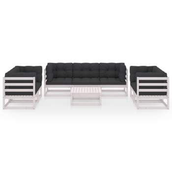 8-tlg. Garten-Lounge-Set mit Kissen Kiefer Massivholz