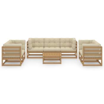 8-tlg. Garten-Lounge-Set mit Kissen Kiefer Massivholz