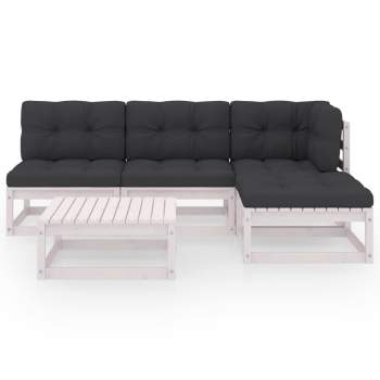 5-tlg. Garten-Lounge-Set mit Kissen Kiefer Massivholz