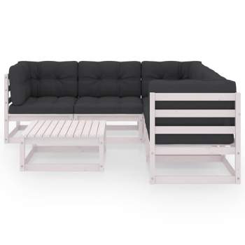 6-tlg. Garten-Lounge-Set mit Kissen Kiefer Massivholz