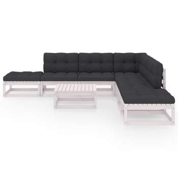 8-tlg. Garten-Lounge-Set mit Kissen Kiefer Massivholz