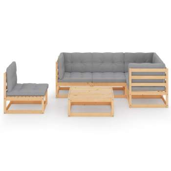  6-tlg. Garten-Lounge-Set mit Kissen Kiefer Massivholz