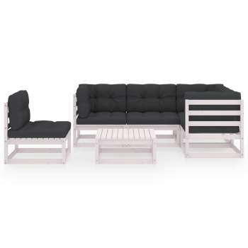 6-tlg. Garten-Lounge-Set mit Kissen Kiefer Massivholz