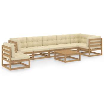  8-tlg. Garten-Lounge-Set mit Kissen Massivholz Kiefer