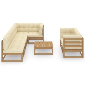  8-tlg. Garten-Lounge-Set mit Kissen Massivholz Kiefer