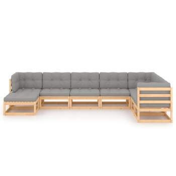  8-tlg. Garten-Lounge-Set mit Kissen Massivholz Kiefer