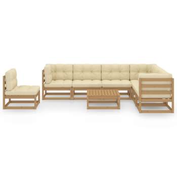  8-tlg Garten-Lounge-Set mit Kissen Honigbraun Massivholz Kiefer