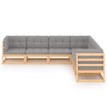  7-tlg. Garten-Lounge-Set mit Kissen Massivholz Kiefer